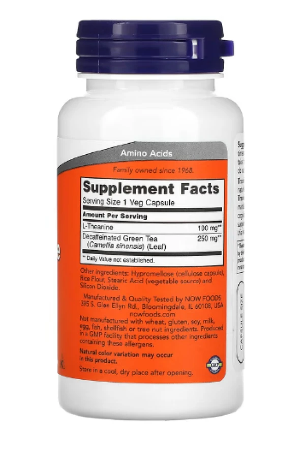 NOW Foods, L-Theanine, 100 mg, 90 Veg Capsules