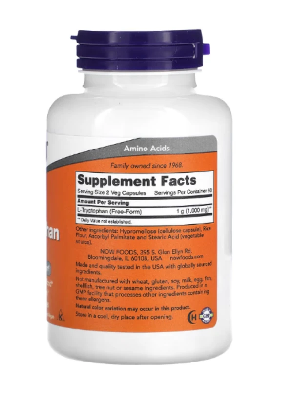 NOW Foods, L-Tryptophan, 500 mg, 120 Veg Caps