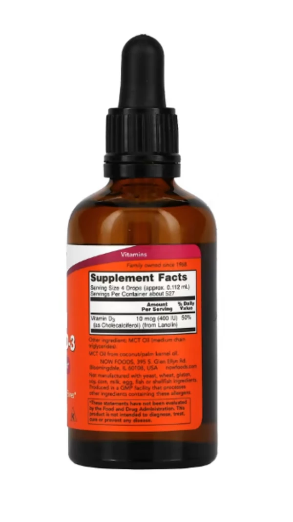 NOW Foods, Liquid Vitamin D-3, 400 IU, 2 fl oz (59 ml)