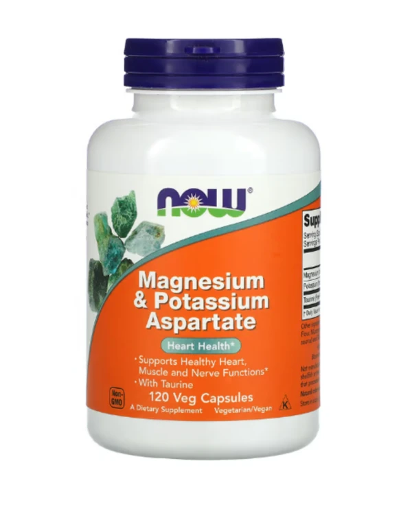 NOW Foods, Magnesium & Potassium Aspartate, 120 Veg Capsules