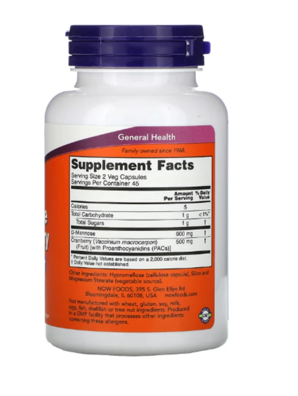 NOW Foods, Mannose Cranberry, 90 Veg Capsules