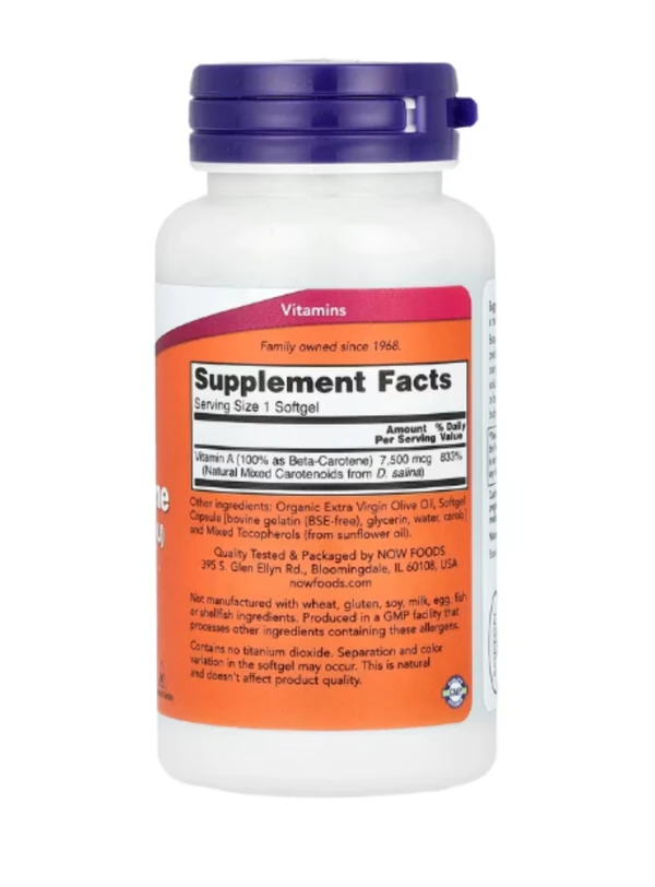 NOW Foods, Natural Beta Carotene, 7,500 mcg (25,000 IU), 90 Softgels
