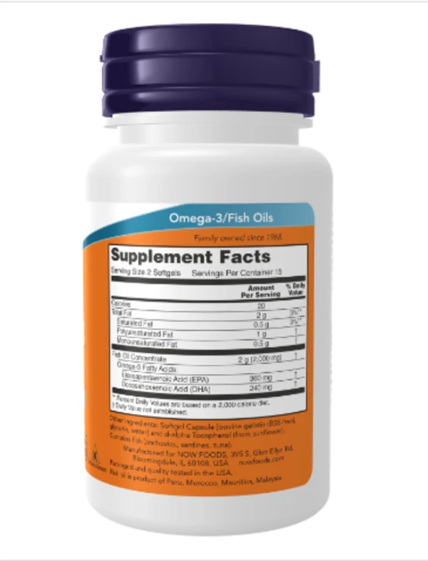 NOW Foods, Omega-3 Fish Oil, 200 Softgels