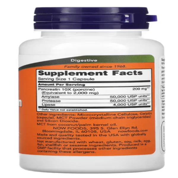 NOW Foods, Pancreatin 2000, 100 Capsules