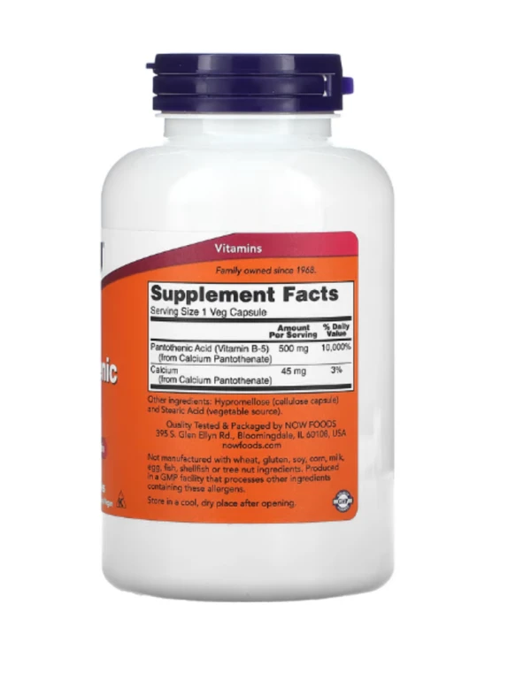 Now Foods, Pantothenic Acid, 500 mg, 250 Capsules