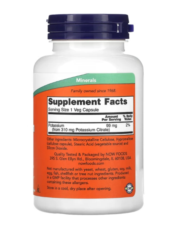 Now Foods, Potassium Citrate, 99 mg, 180 Capsules