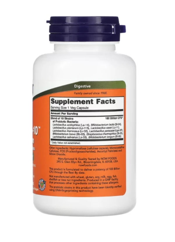 NOW Foods, Probiotic-10, 100 Billion, 60 Veg Capsules