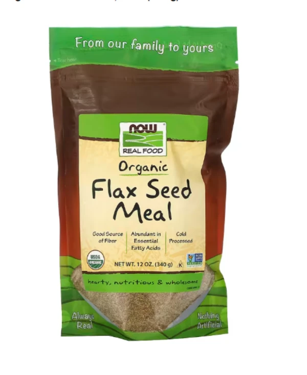 Now Foods, Real Food, Certified Organic, Flax Seed Meal, 12 oz (340 g)