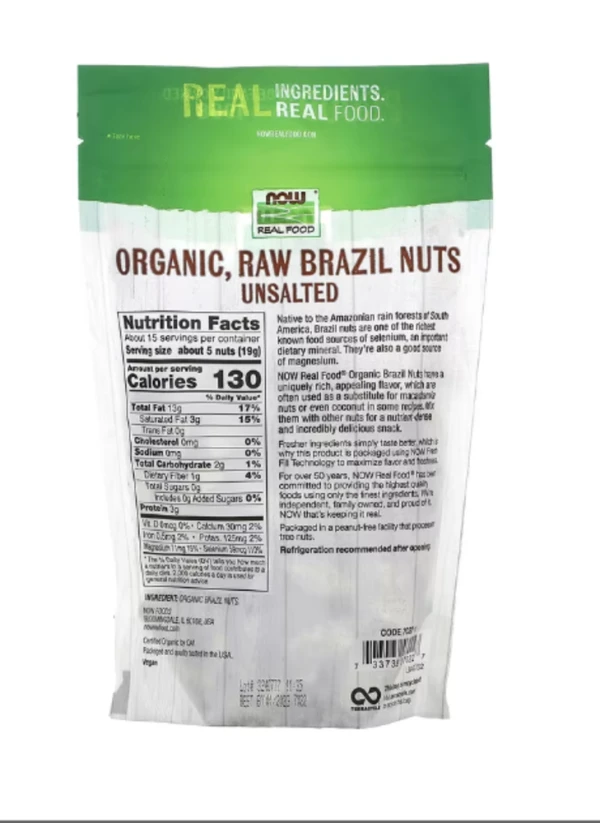 NOW Foods, Real Food, Organic Brazil Nuts, Unsalted, 10 oz (284 g)