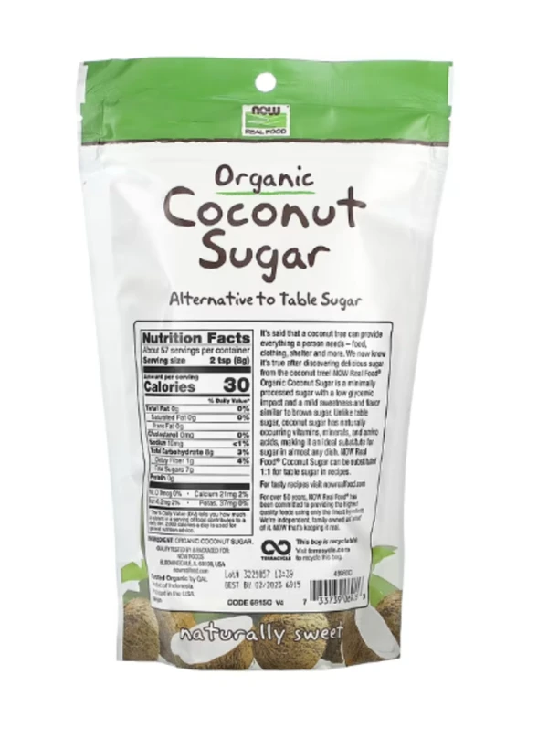 NOW Foods, Real Food, Organic Coconut Sugar, 16 oz (454 g)