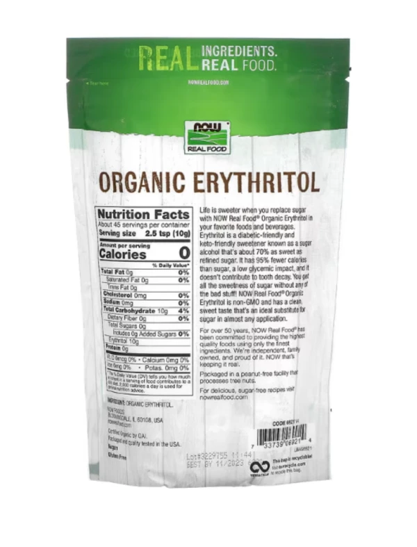 NOW Foods, Real Food, Organic Erythritol, 1 lb (454 g)