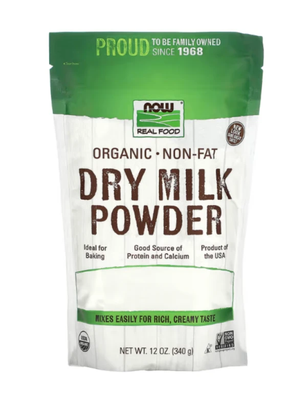 NOW Foods, Real Food, Organic Non-Fat Dry Milk Powder, 12 oz (340 g)