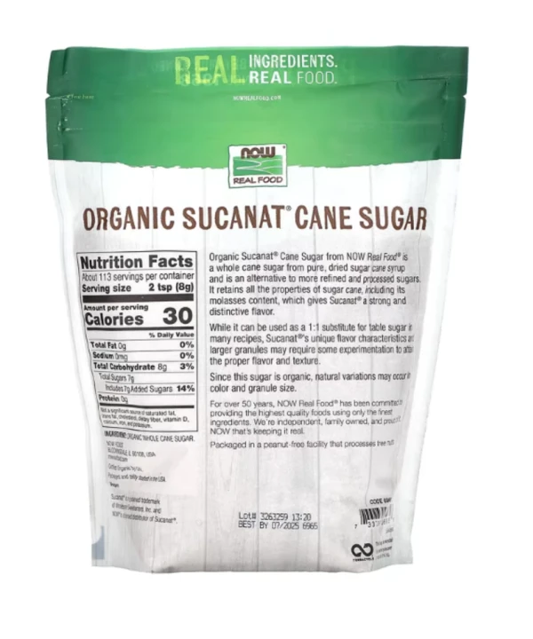 NOW Foods, Real Food, Organic Sucanat Cane Sugar, 2 lbs (907 g)