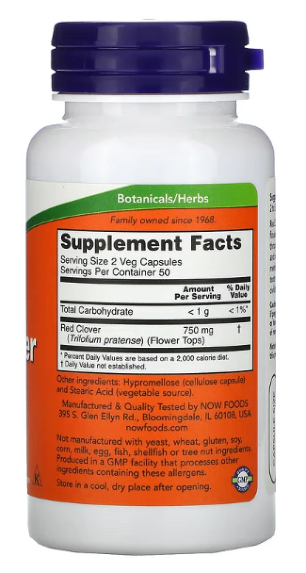 Now Foods, Red Clover, 375 mg, 100 Capsules