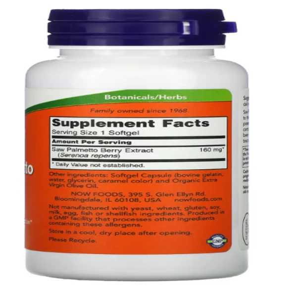 Now Foods, Saw Palmetto Extract, 160 mg, 120 Softgels