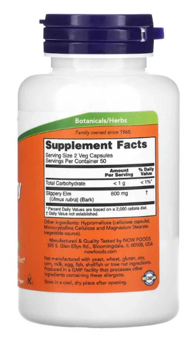 Now Foods, Slippery Elm, 400 mg, 100 Capsules