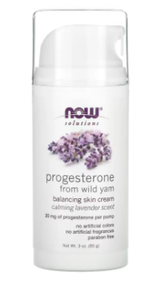 NOW Foods, Solutions, Progesterone from Wild Yam, Balancing Skin Cream, Calming Lavender, 3 oz (85 g)