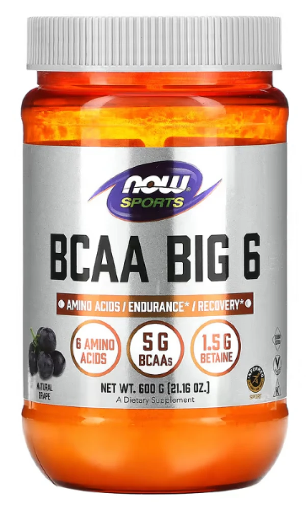 NOW Foods, Sports, BCAA Big 6, Natural Grape, 21.16 oz (600 g)