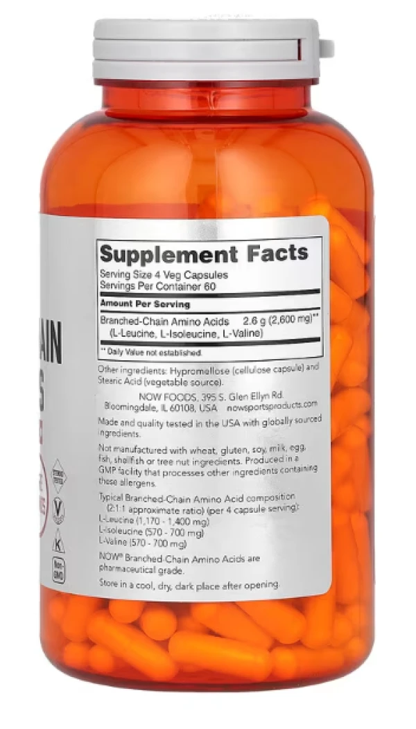 NOW Foods, Sports, Branched-Chain Amino Acids, 240 Veg Capsules