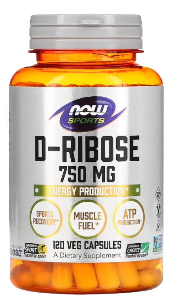 NOW Foods, Sports, D-Ribose, 750 mg, 120 Veg Capsules (125 mg per Capsule)