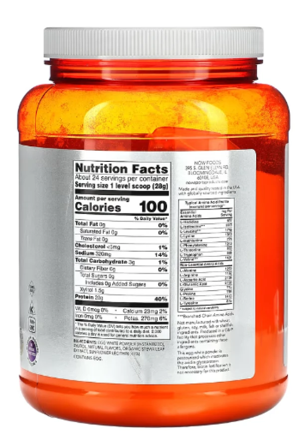 NOW Foods, Sports, Egg White Protein, Creamy Vanilla, 1.5 lbs (680 g)