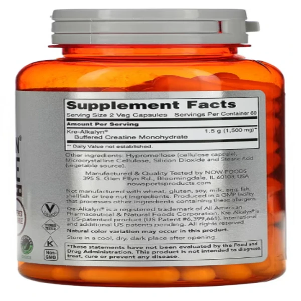 NOW Foods, Sports, Kre-Alkalyn Creatine, 120 Capsules