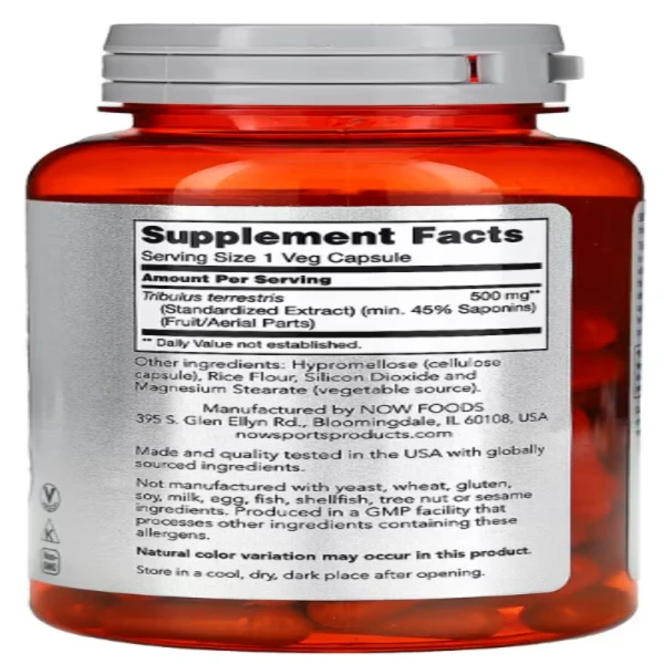 NOW Foods, Sports, Tribulus, Men's Health, 500 mg, 100 Veg Capsules