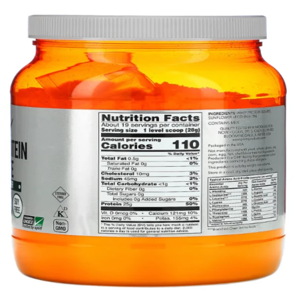 NOW Foods, Sports, Whey Protein Isolate, Unflavored, 1.2 lbs (544 g)