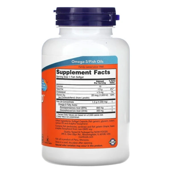 NOW Foods, Ultra Omega 3-D, 600 EPA / 300 DHA, 90 Fish Softgels