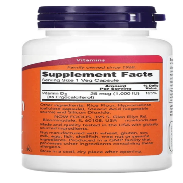 NOW Foods, Vegetarian Dry Vitamin D, 1,000 IU, 120 Veg Capsules