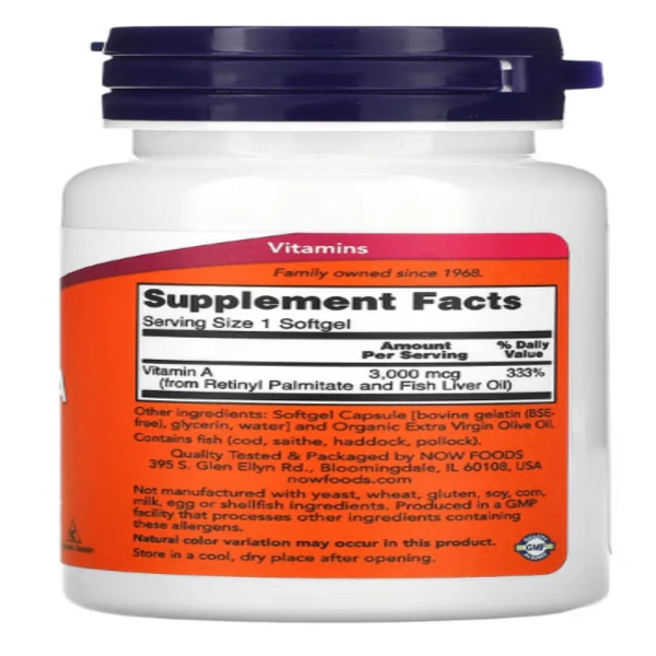 Now Foods, Vitamin A, 10,000 IU, 100 Softgels