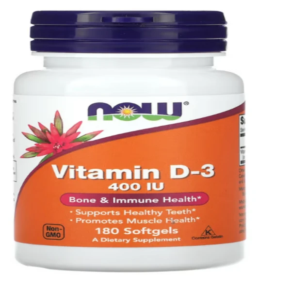 NOW Foods, Vitamin D-3, 400 IU, 180 Softgels