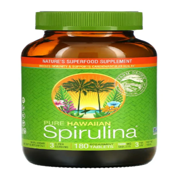 Nutrex Hawaii, Pure Hawaiian Spirulina, Spearmint, 1,000 mg, 180 Tablets