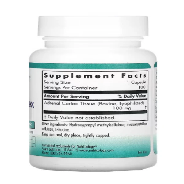 Nutricology, Adrenal Cortex, Natural Glandular, 100 Vegicaps