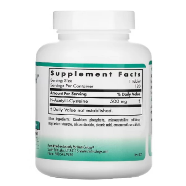 Nutricology, NAC N-Acetyl-L-Cysteine, 120 Tablets