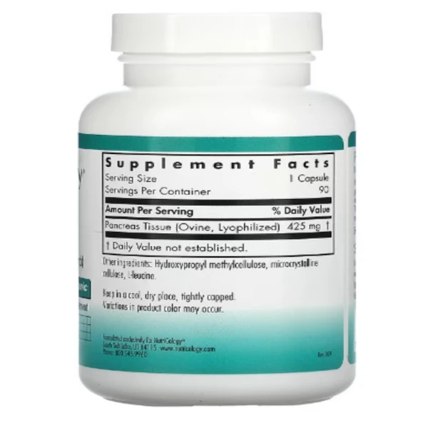Nutricology, Pancreas, Natural Glandular (Lamb), 90 Vegicaps