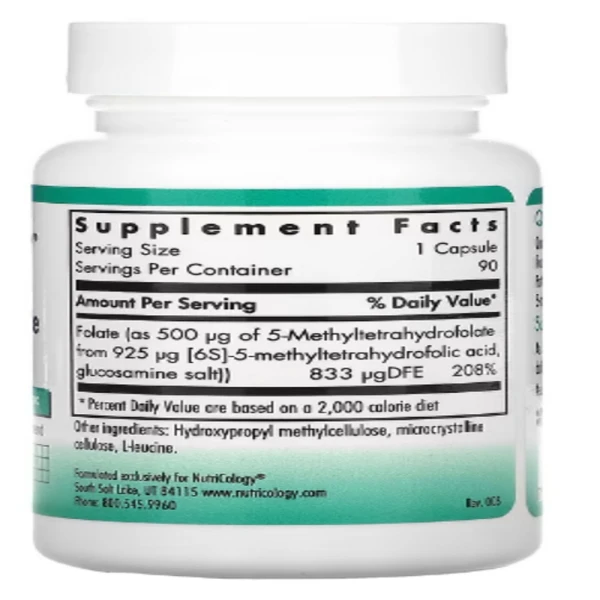 Nutricology, QuatreActiv Folate, 90 Vegetarian Capsules