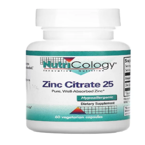 Nutricology, Zinc Citrate 25, 60 Vegetarian Capsules