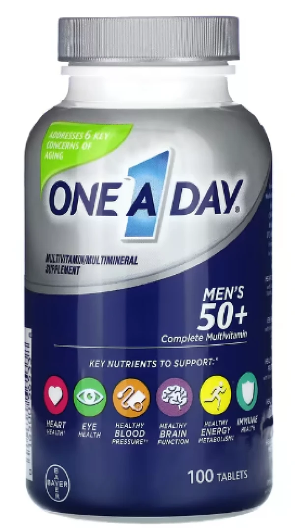 One-A-Day, Men's 50+, Complete Multivitamin/Multimineral Supplement, 100 Tablets