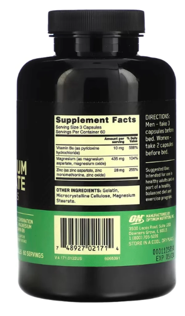 Optimum Nutrition, Zinc Magnesium Aspartate, 180 Capsules