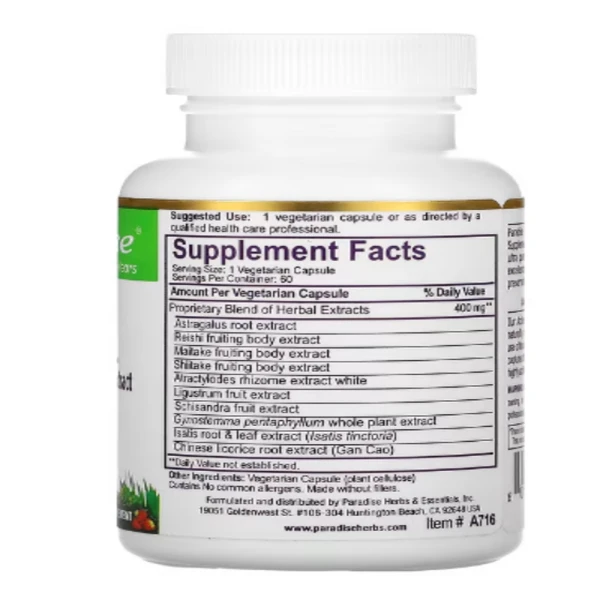 Paradise Herbs, A.R.M. Astragalus, Reishi Maitake Extract, 60 Vegetarian Capsules