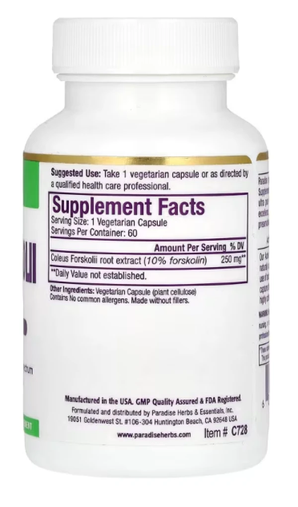 Paradise Herbs, Coleus Forskolii, 60 Vegetarian Capsules
