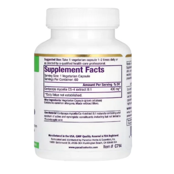 Paradise Herbs, Cordyceps Extract, 60 Vegetarian Capsules