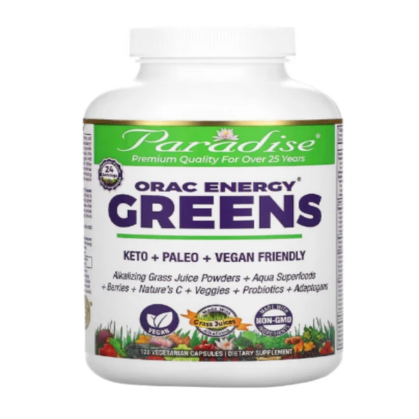 Paradise Herbs, ORAC Energy Greens, 120 Vegetarian Capsules
