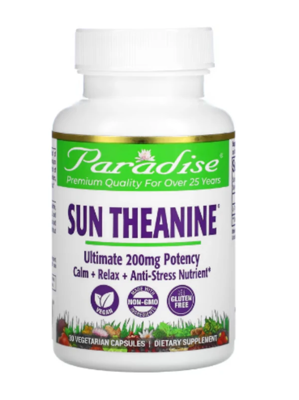 Paradise Herbs, Sun Theanine, 200 mg, 30 Vegetarian Capsules