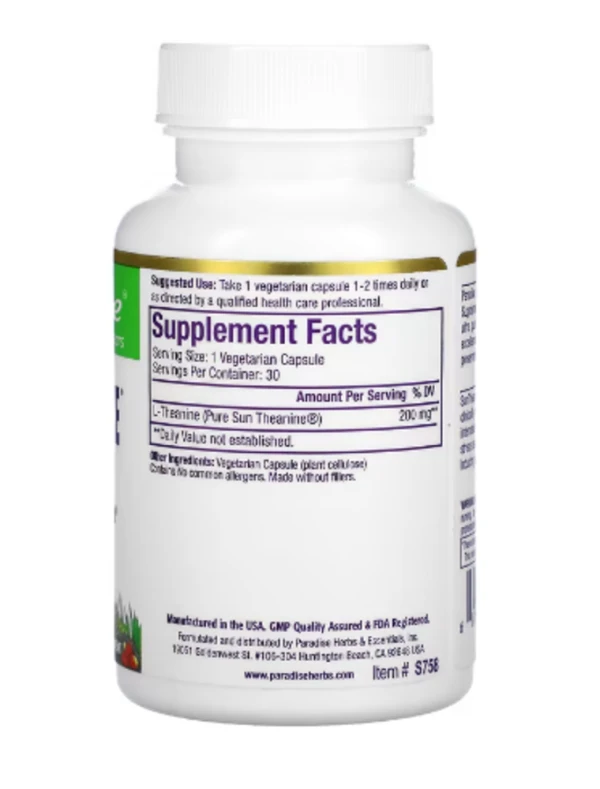 Paradise Herbs, Sun Theanine, 200 mg, 30 Vegetarian Capsules