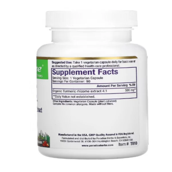 Paradise Herbs, Turmeric, 500 mg, 90 Vegetarian Capsules