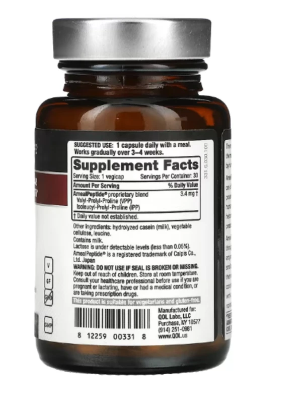 Quality of Life Labs, Ameal BP, Cardiovascular Health, 3.4 mg, 30 Vegicaps