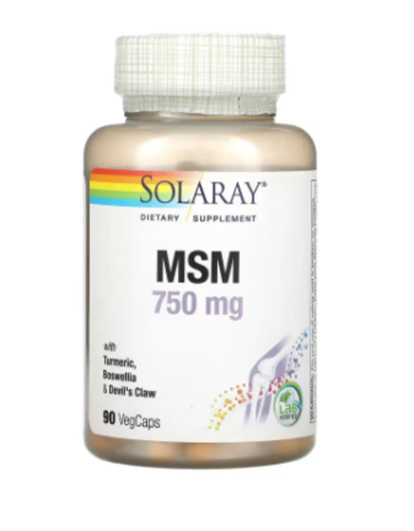 Solaray, MSM with Turmeric, Boswellia & Devil's Claw, 750 mg, 90 VegCaps