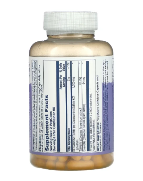 Solaray, Two Daily Glucosamine Sulfate with Turmeric & Boswellia, 1,500 mg, 120 VegCaps